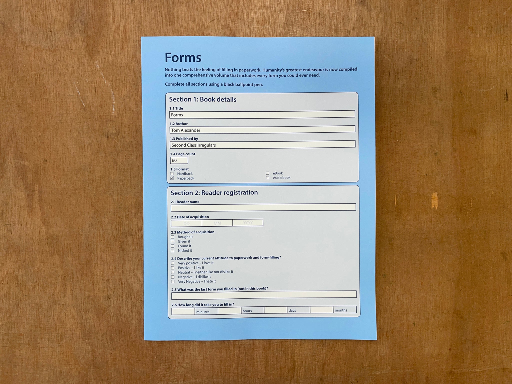 FORMS - THE NATION'S FAVOURITE PAPERWORK by Tom Alexander