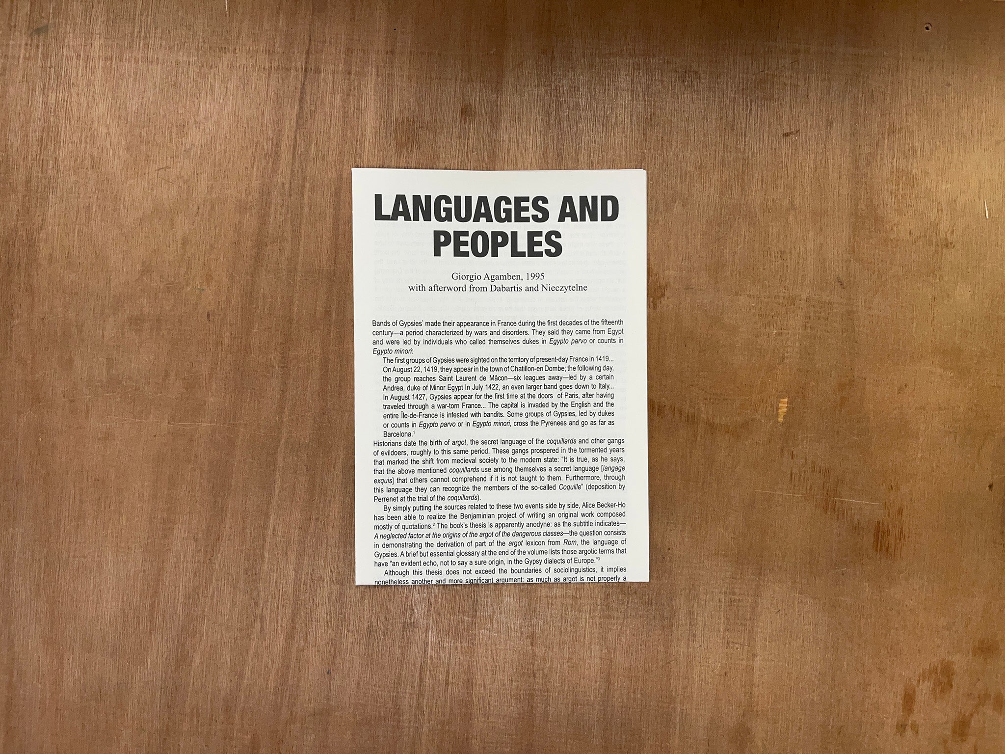 LANGUAGES AND PEOPLES by Georgio Agamben