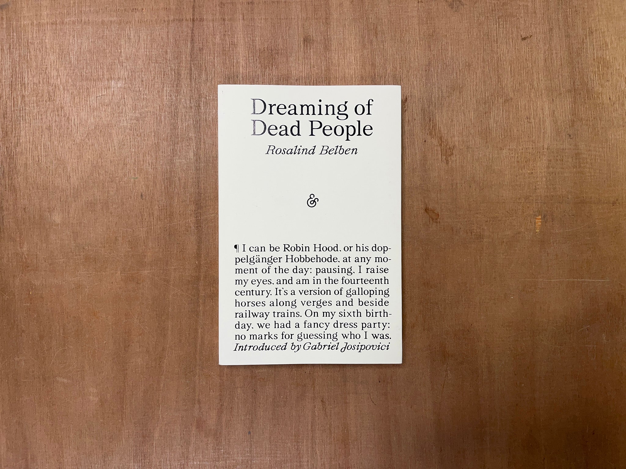 DREAMING OF DEAD PEOPLE by Rosalind Belben