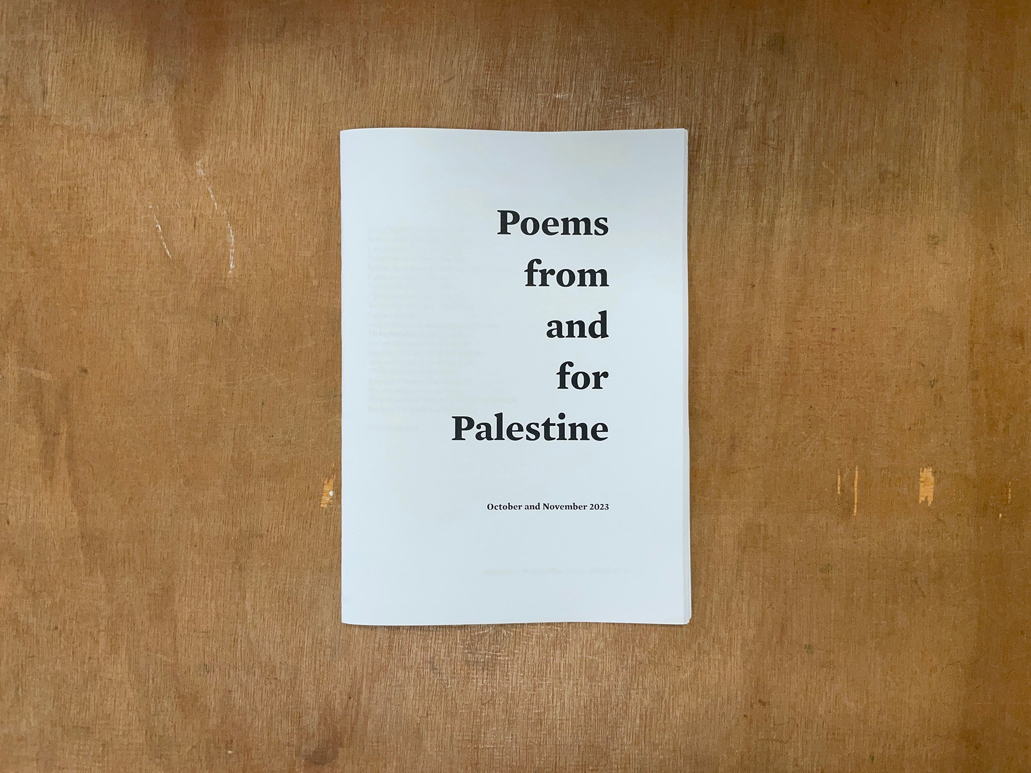 POEMS FROM AND FOR PALESTINE by Various Authors