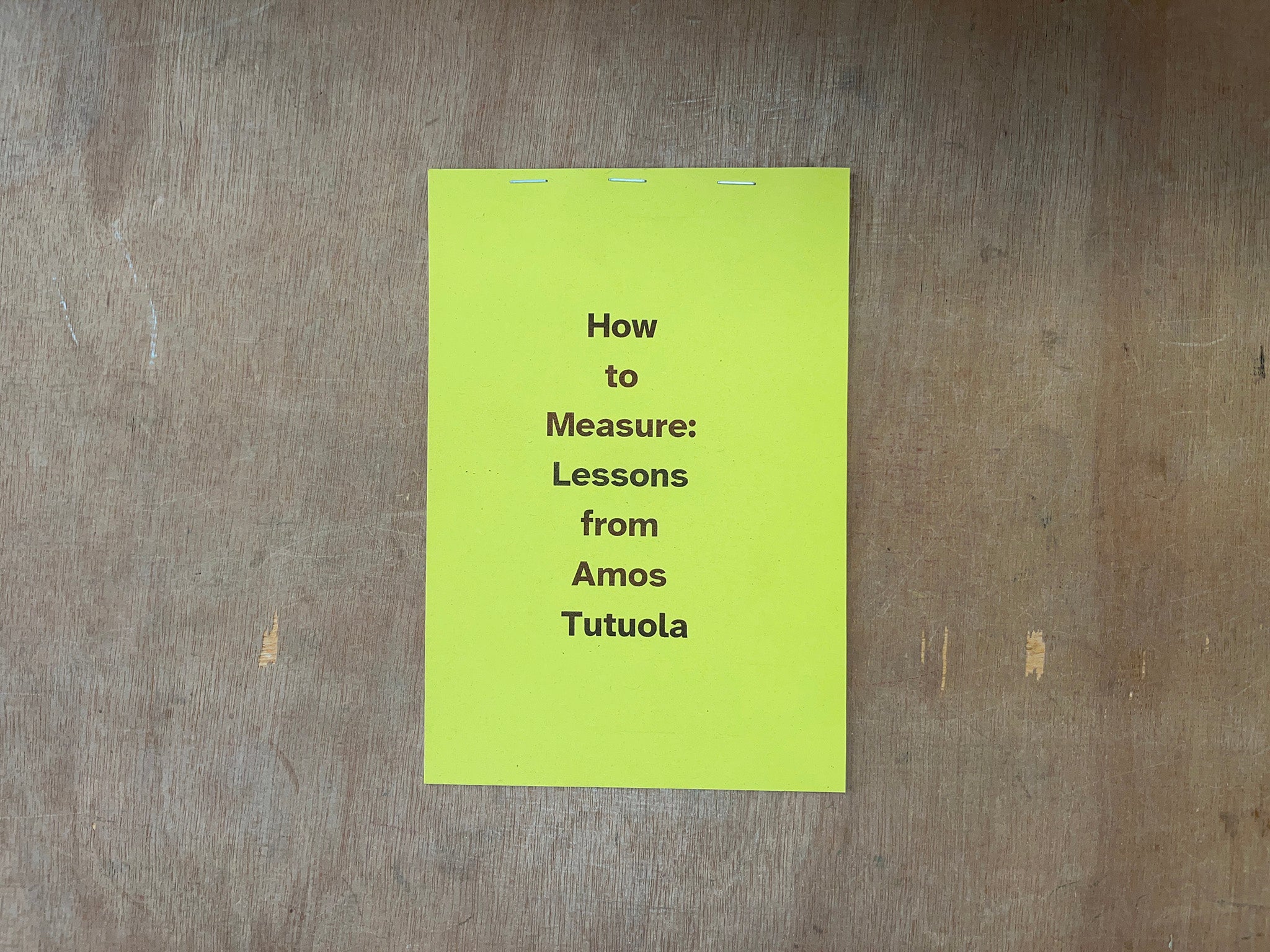 LESSONS FROM AMOS TUTUOLA by Erin Honeycutt