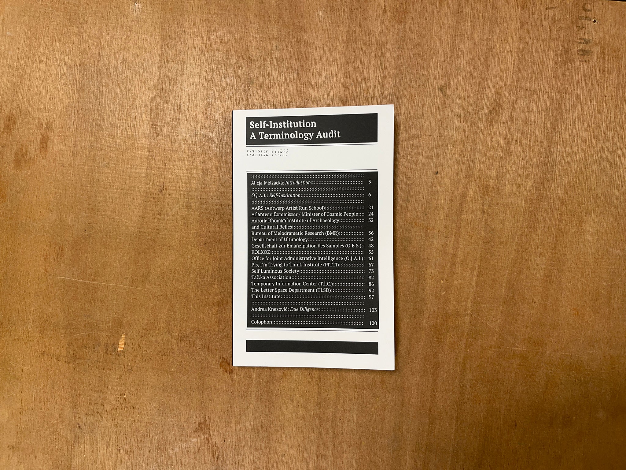 SELF-INSTITUTION / TERMINOLOGY AUDIT by The Office for Joint Administrative Intelligence (O.J.A.I.)