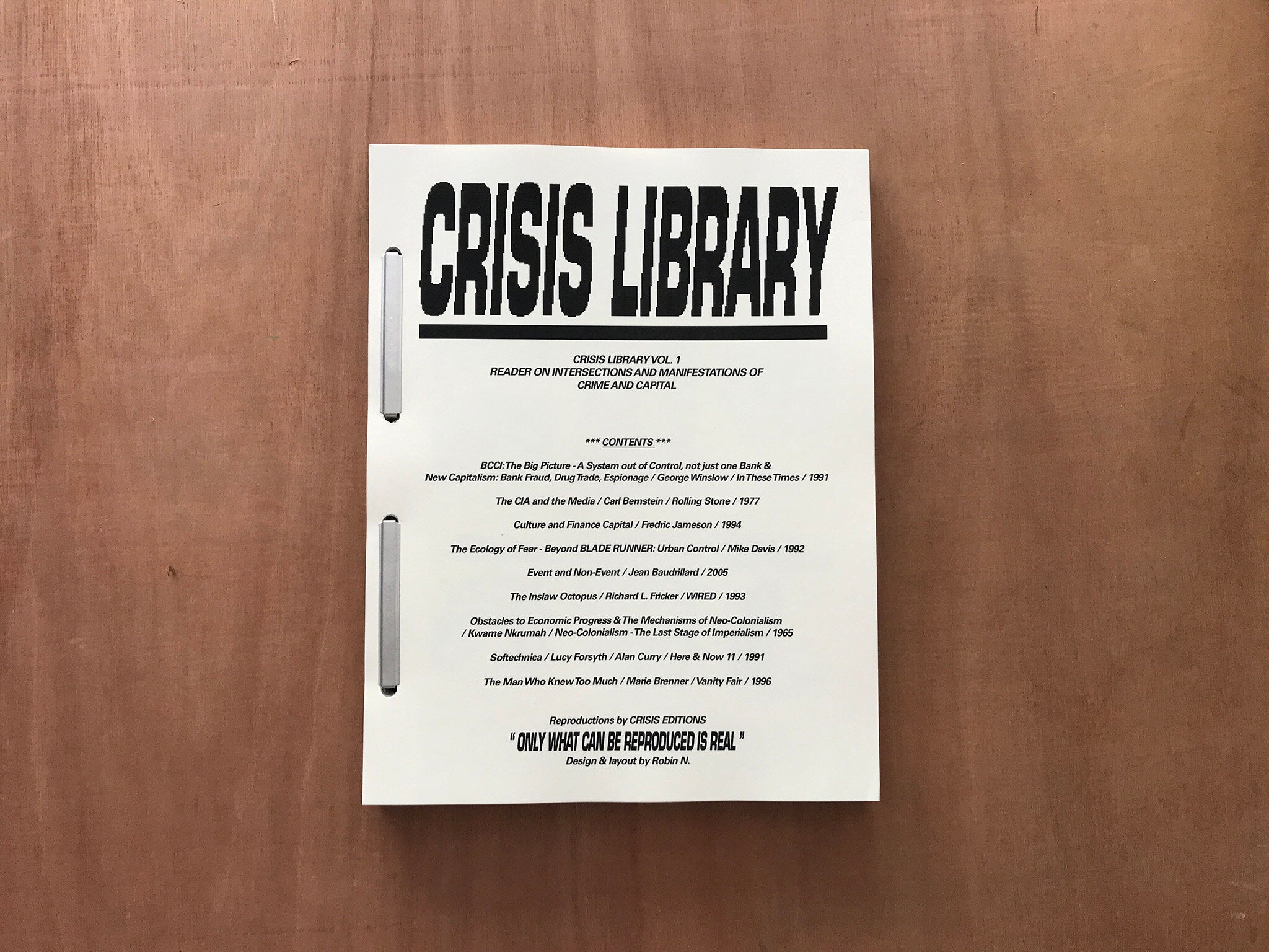 CRISIS LIBRARY READER by Robin N