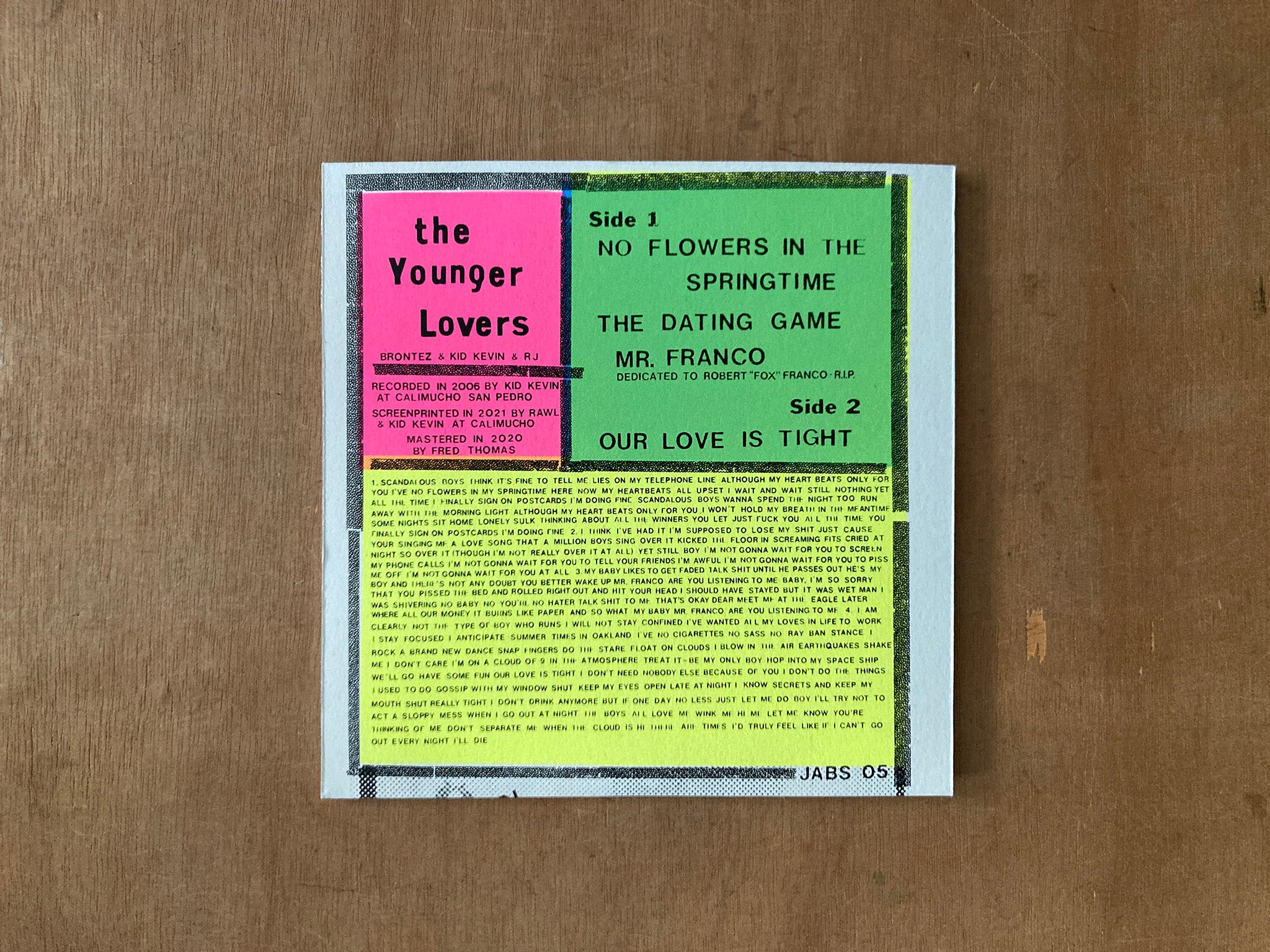 THE SAN PEDRO SESSIONS 7″ by The Younger Lovers