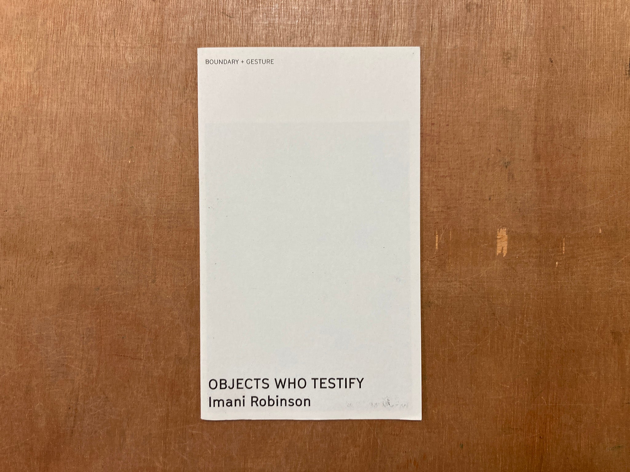 OBJECTS WHO TESTIFY by Imani Robinson